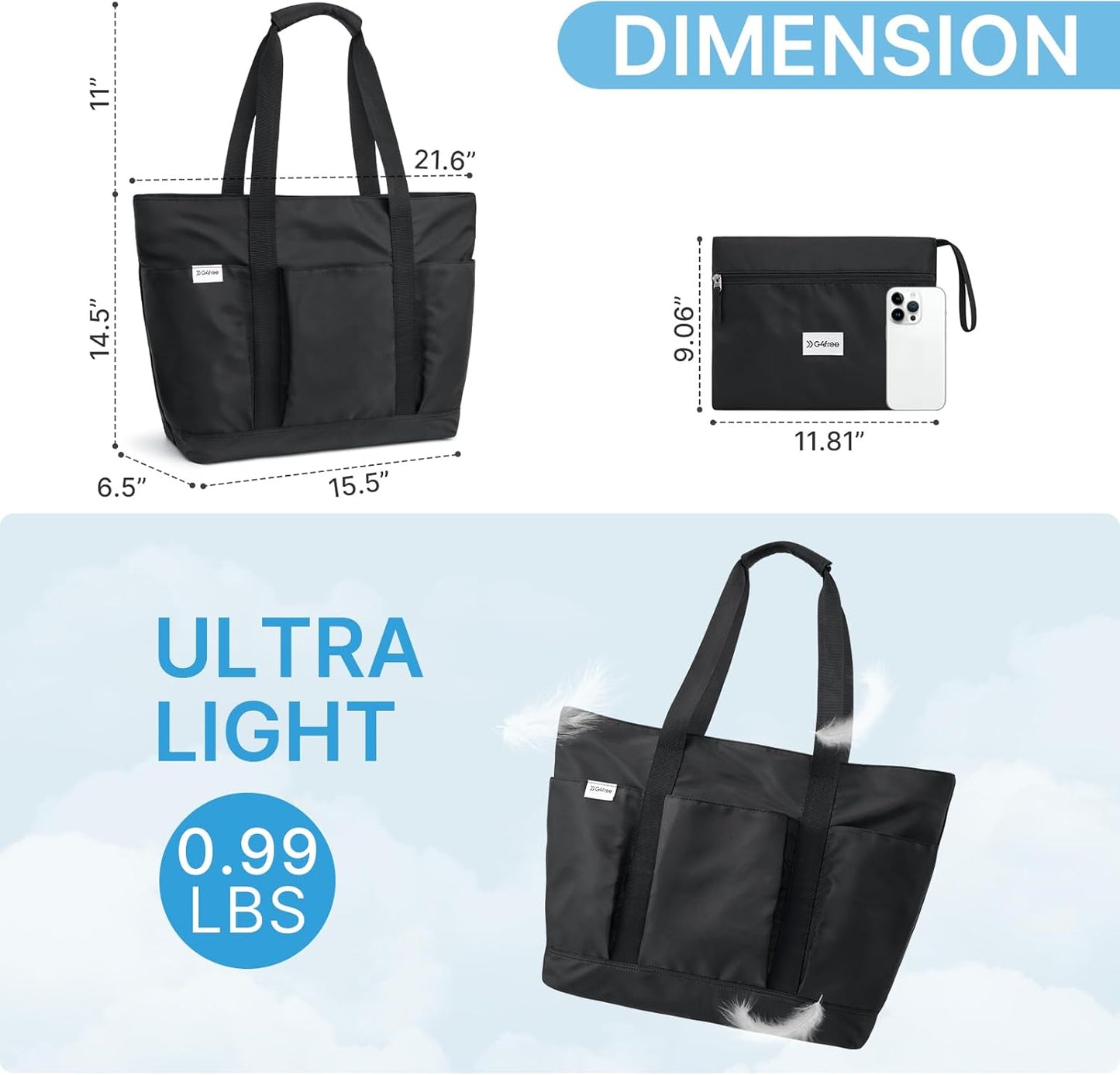 G4Free Beach Bag,Waterproof Beach Tote Pool Bags for Women,Compatible with Stanley Cup,Foldablefor Weekender Travel