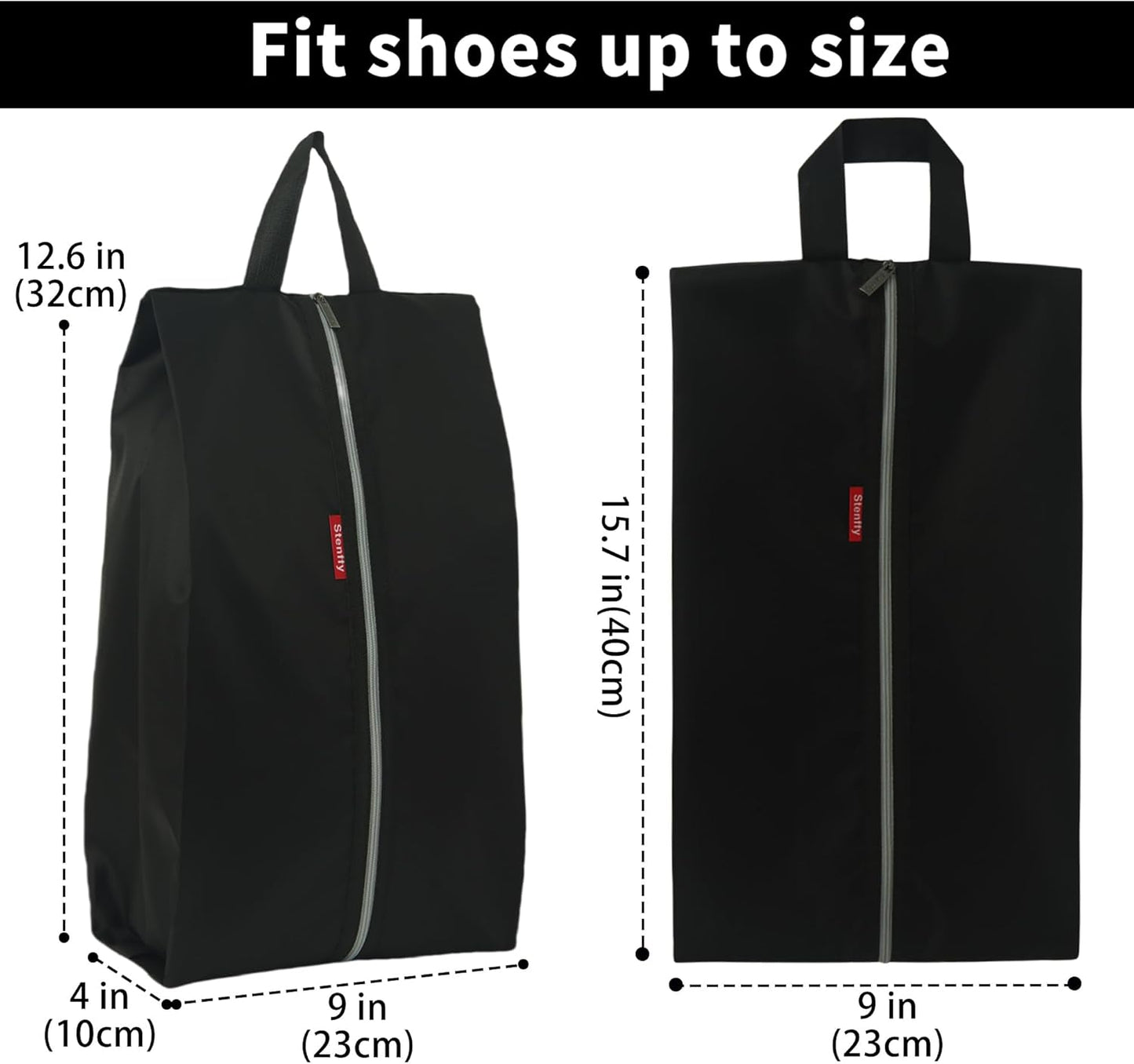 6pcs Portable Shoe Organizer, Travel Pouches with Zipper, Golf Shoe Bags, Clothes Bags, Soccer Cleats Bag Shoe Pouch for Gym, Waterproof, Odor-Resistant (Black)