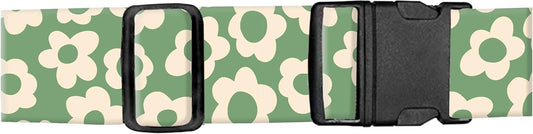 Luggage Straps for Suitcases, Adjustable Travel Belt, Durable Wide Luggage Strap, Cute Suitcase Strap Identifiers with Buckle, Bag Straps for Luggage, Grey Cute Flowers