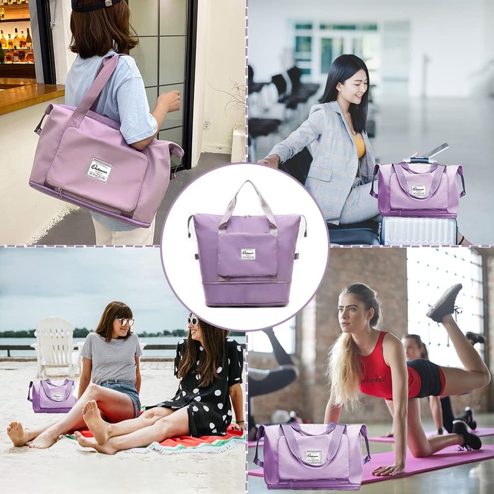 Large Capacity Foldable Travel Bag Expandable Portable Carry on Bag Dry&Wet Separation Sports Duffel Bags