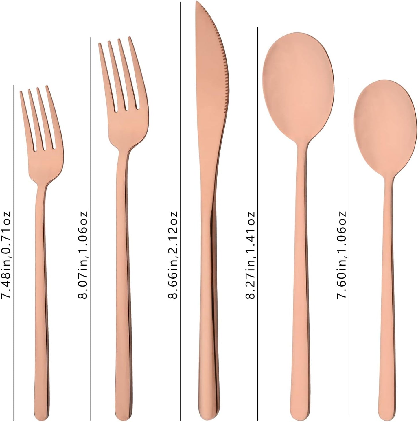 20 Pieces Silverware Set 304 Stainless Steel, Healthy & Eco-Friendly Silver Travel Mirror Polished Rose Gold Knife Fork Spoon Salad Fork Dessert Spoon Flatware Set, Service for 4