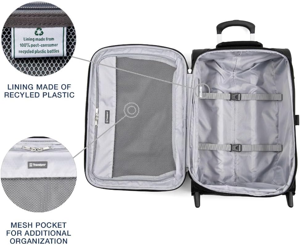 Travelpro Maxlite 5 Softside Expandable Upright 2 Wheel Carry-on Luggage, Lightweight, 22-Inch — Black