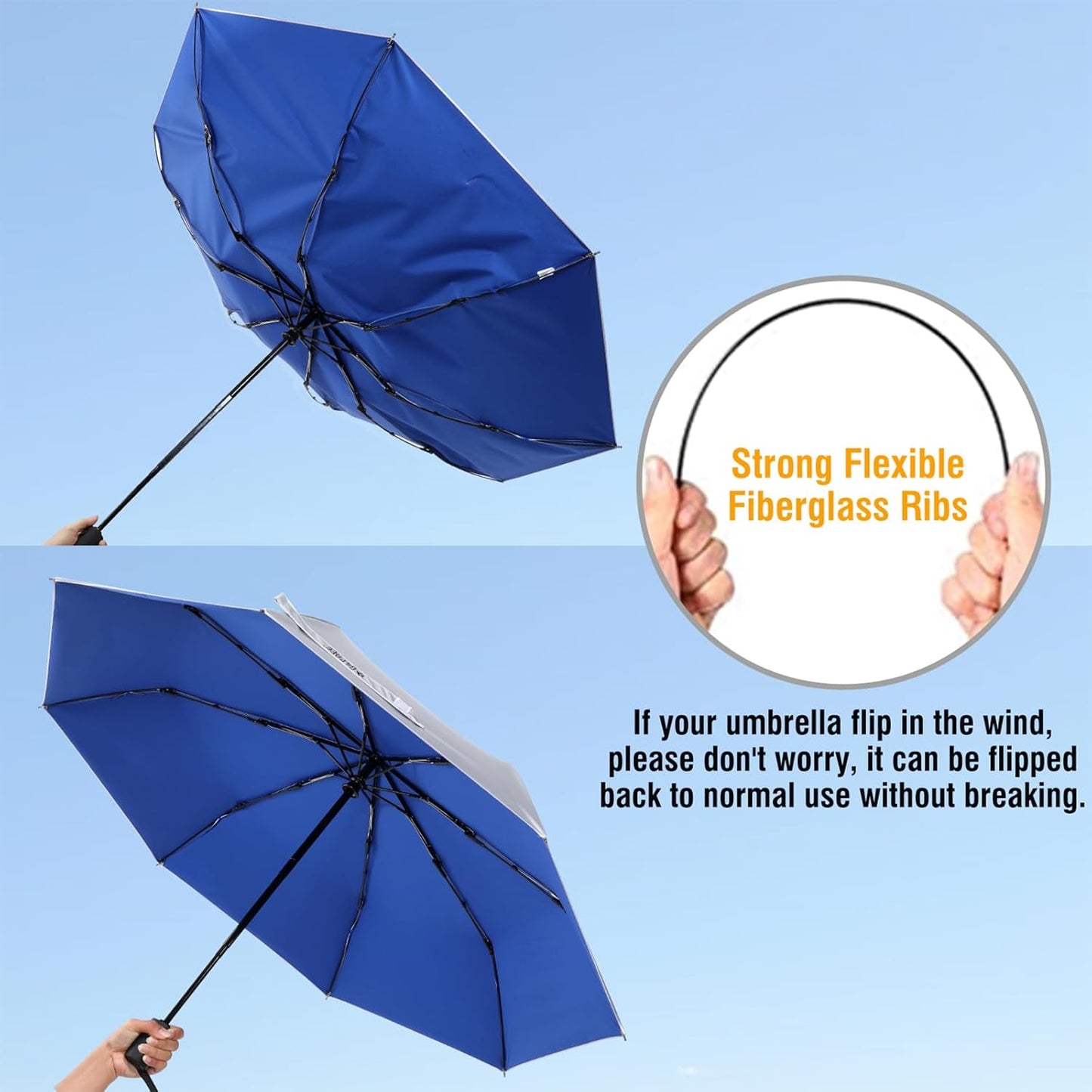 G4Free UPF 50+ UV Protection Large Travel Umbrella 42/46 Inch Auto Open Close Windproof Sun Blocking Umbrella