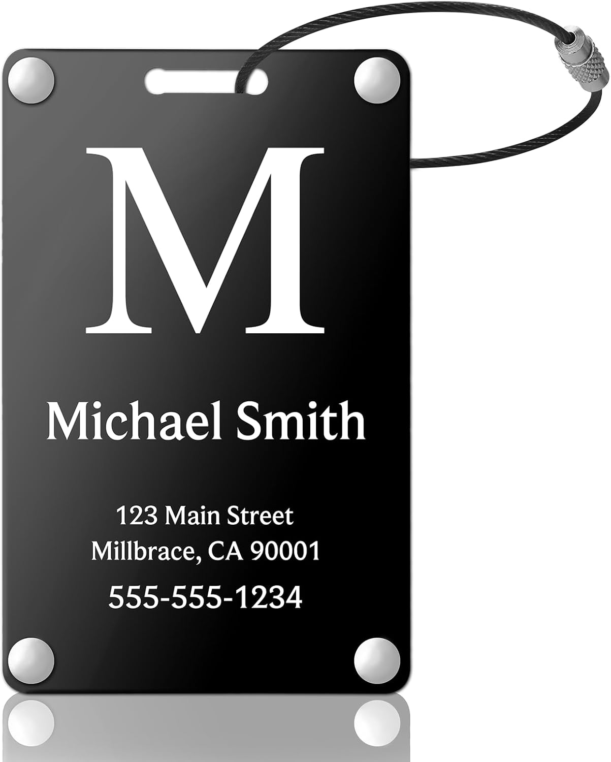Personalized Luggage Tags: Custom Metal Luggage Tags for Suitcases, Backpacks and Bags with Your Personalized Text (Black)