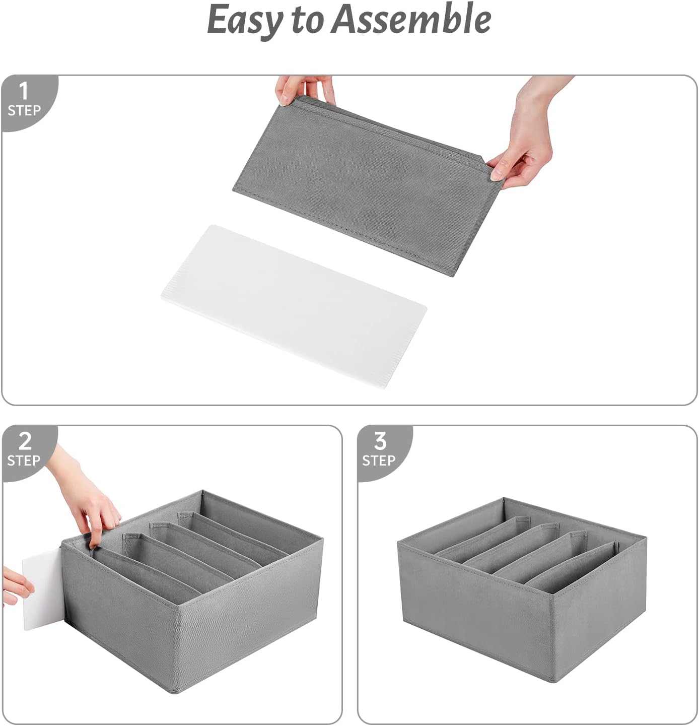 Jeans Drawer Organizers for Clothing, 5 Compartment Wardrobe Storage Box, Washable Clothes Organizer for Folded Clothes, Jeans, Pants, Leggings, t-shirts(Grey)