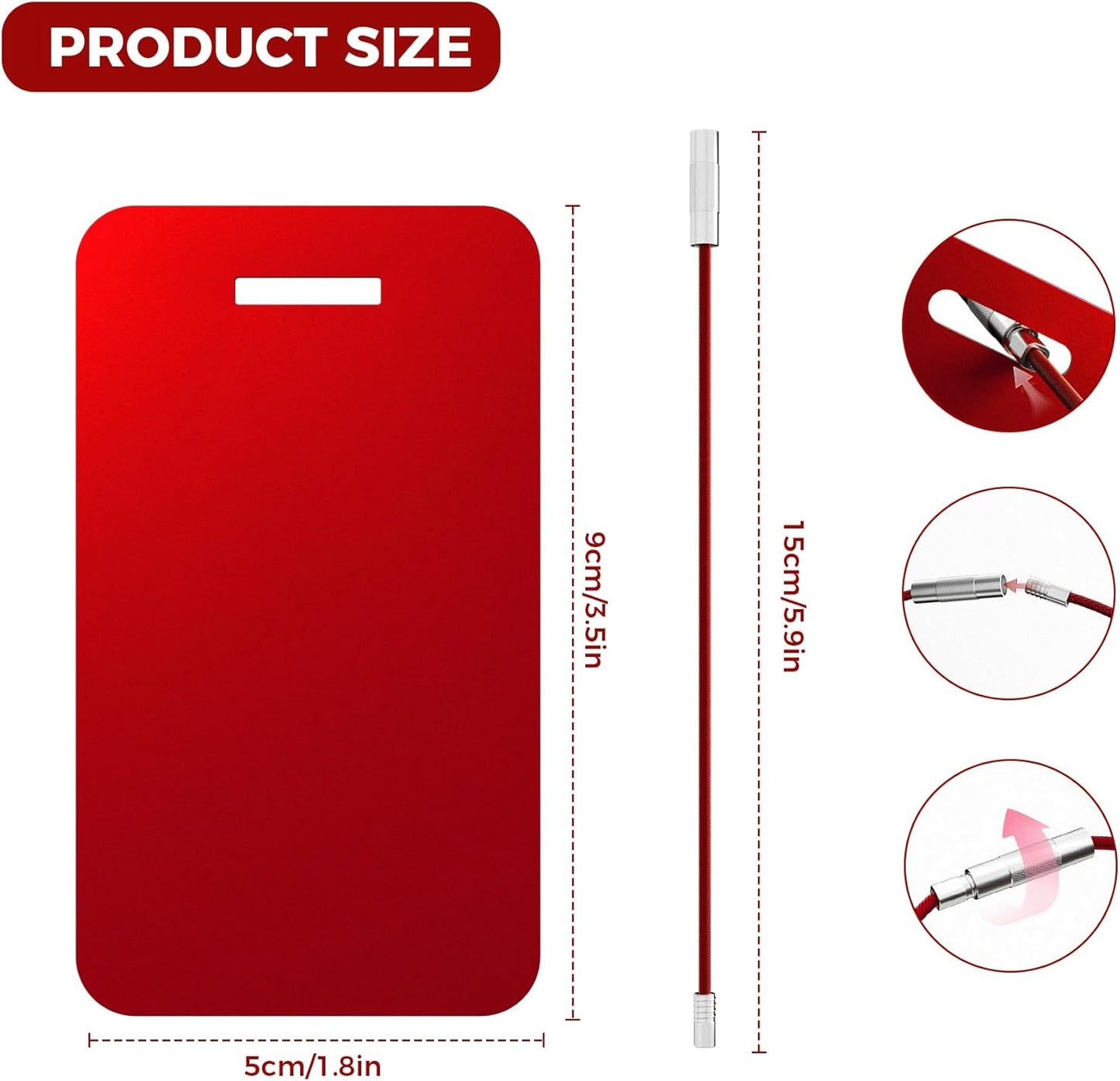 Personalized Luggage Tags, Custom Luggage Tags 4 Pack TSA Approved Double Sided Laser Engraving, Metal Luggage Tag for Suitcases with Stainless Loops, Name Tag for Bags, Backpacks (Red)