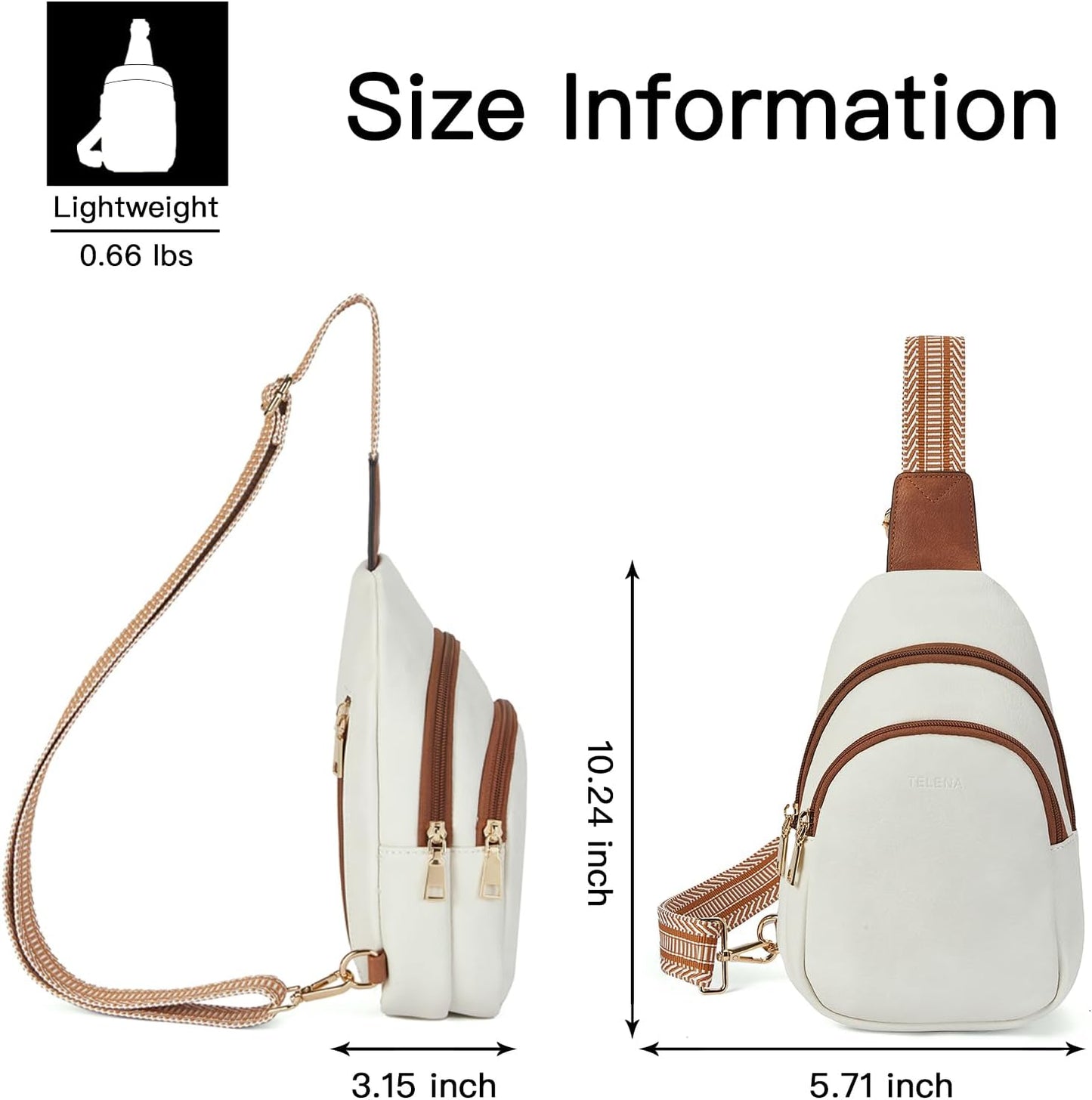 Telena Small Sling Bag for Women Leather Crossbody Fanny Packs Chest Bag for Women