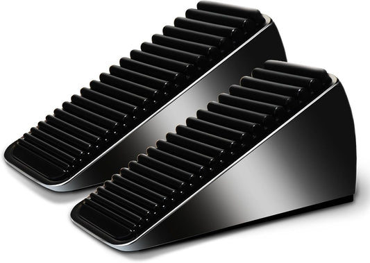 2Pc Strongest Large Door Stop - Heavy Duty Tall Wedge Stoppers for Bottom, up to 2.6In Doorstop, Zinc Alloy and Silicone Made, Suits Any Heavy Door and Smooth Floor
