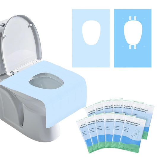 100 Packs Tear-Free Toilet Seat Covers Disposable for Adults and Kids, 16x24 Inch Waterproof Non-Slip Disposable Toilet Seat Cover for Travel, Public Toilet, Outdoors (Individual Package)