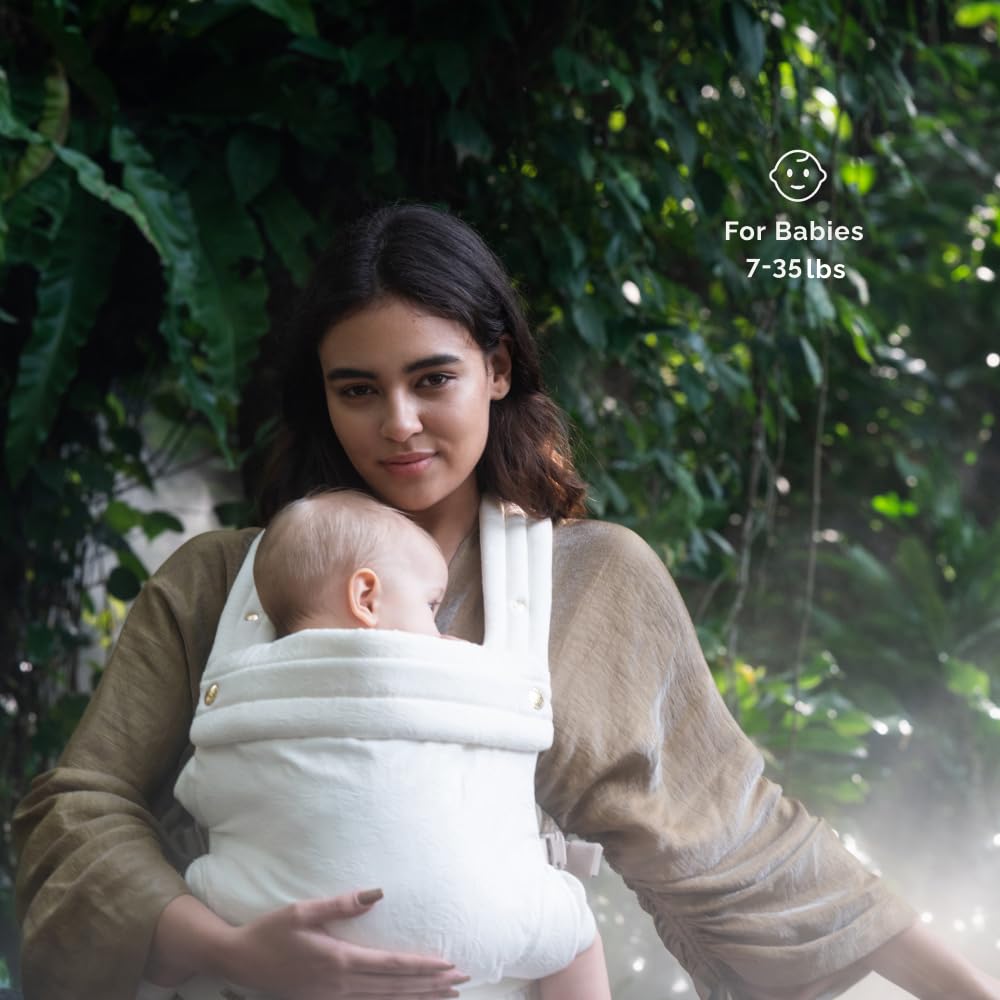 NEST BLANCHE Baby Carrier – Soft Cotton Linen Blend with Magnolia Jacquard Design, Adjustable and Ergonomic for Newborns and Toddlers (Daisy)