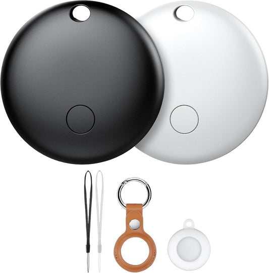 Air Tracker Tag-2 Pack, Pet Trackers, Item Locator Tags Works with Apple Find My | iOS Only | 2 Different Cases | Replaceable Battery | Water-Resistant | Item Finder for Key, Luggage, Backpack, Bike