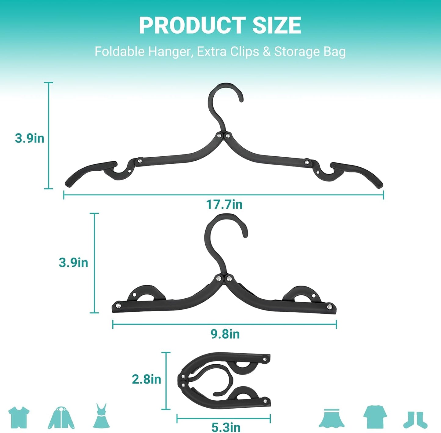 10Travel Hangers Foldable，Folding for Travtravel Hangerscruise Essentials ， 2025 Upgraded Folding Travel， Foldable for Suitcaseeling Travel Hangers (Black)