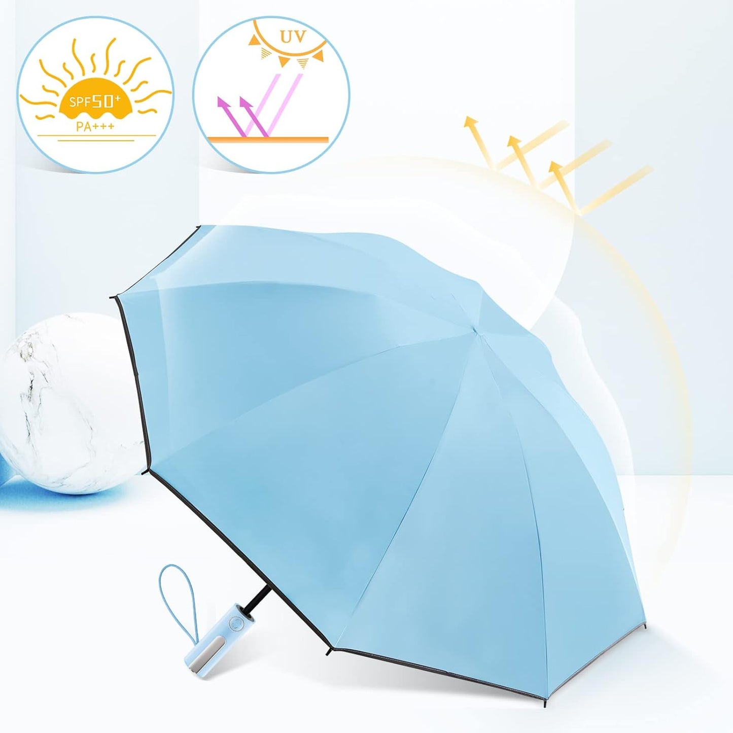 Bodyguard Inverted Umbrella - Large Windproof for Rain & Sun, Compact Reverse With Reflective Stripe, Teflon-Coated for Women Men, Travel Folding With Cover Bag