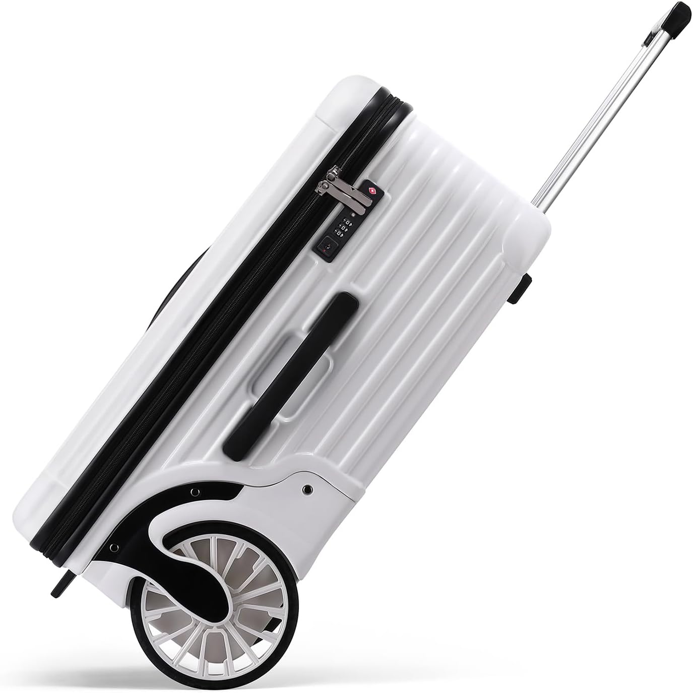 Extra Large Wheels 80L Luggage Hard Shell Suitcase Top Opening Hardside Travel Checked Luggage with TSA Lock (White, 25-Inch)