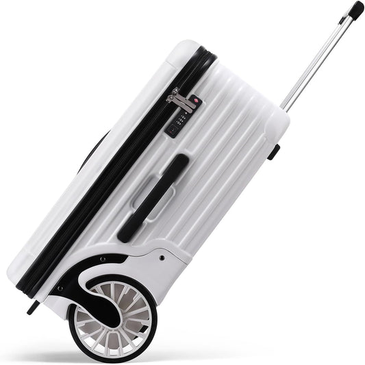 Extra Large Wheels 80L Luggage Hard Shell Suitcase Top Opening Hardside Travel Checked Luggage with TSA Lock (White, 25-Inch)
