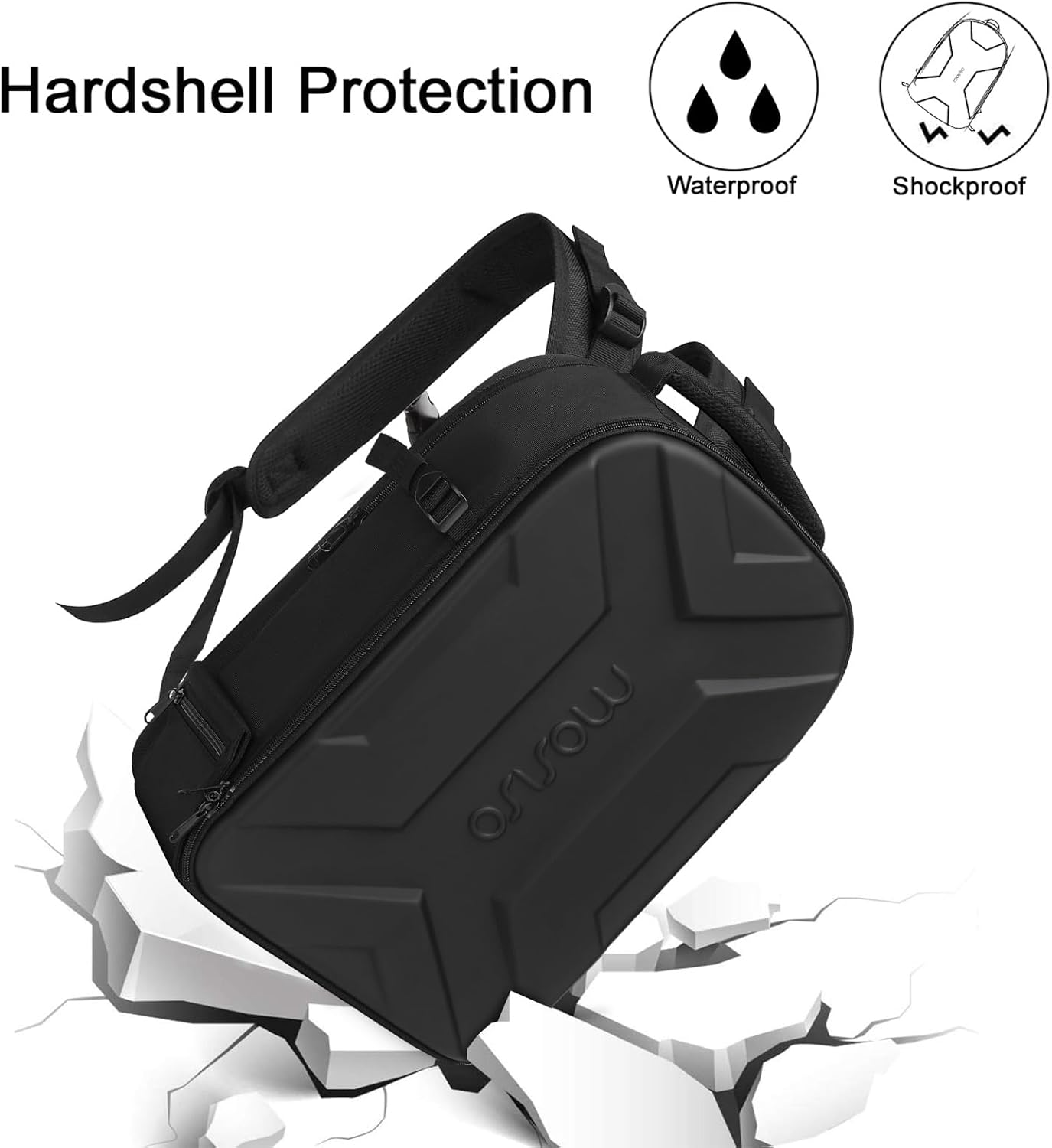 MOSISO Camera Backpack, DSLR/SLR/Mirrorless Photography Camera Bag Waterproof Artistic Geometric Hardshell Case with Tripod Holder&15-16 inch Laptop Compartment for Canon/Nikon/Sony, Black