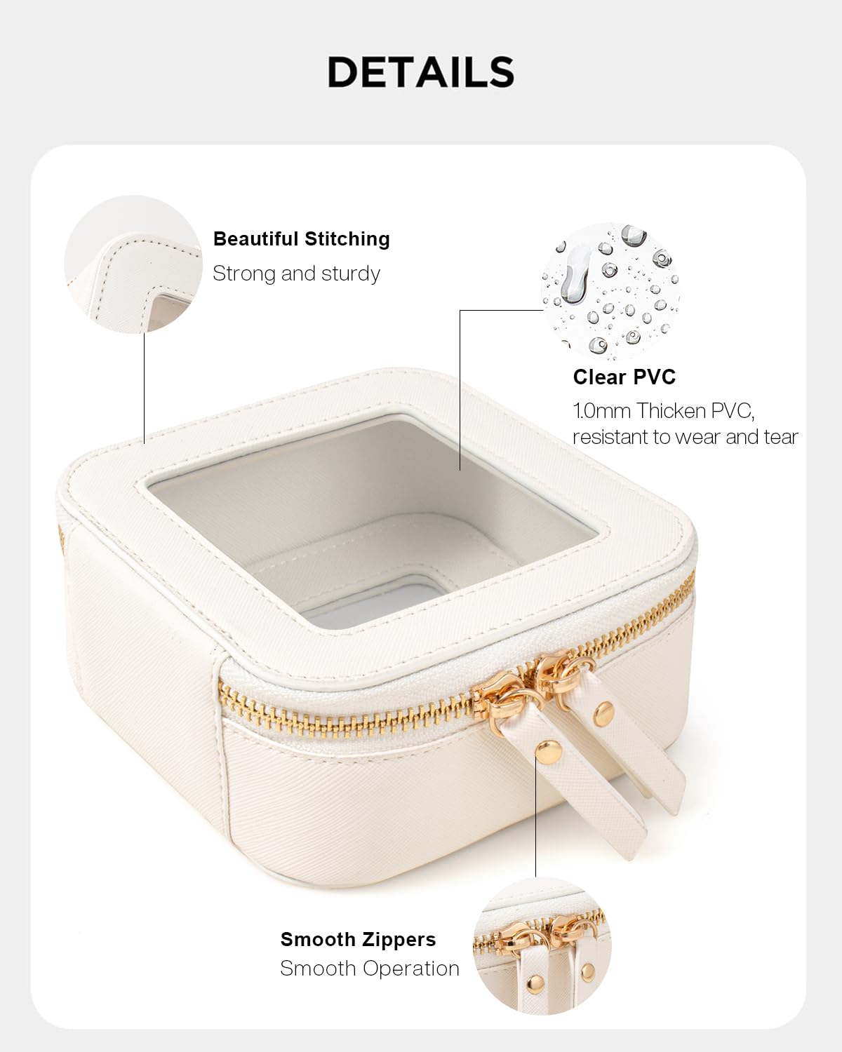 LETGO Clear Makeup Bags Small, Small Clear Makeup Bag for Purse,Mini Makeup Pouch Purse Organizer Fit Carry-on Travel Essentials,Cute Cosmetic Bags for Car Accessories for Women (Mini-White)