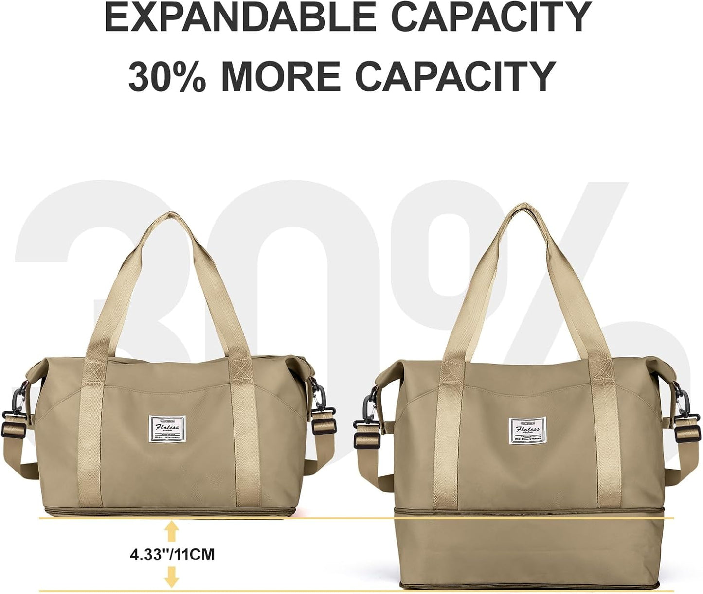 Travel Duffel Bag, Sports Tote Gym Bag, Shoulder Weekender Overnight Bag for Women