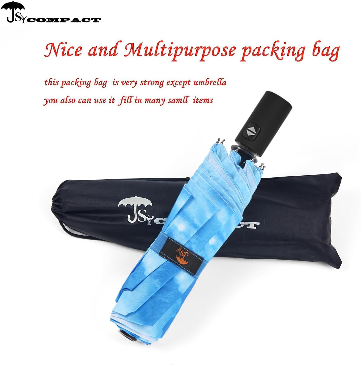 SY COMPACT Umbrella Automatic Travel Waterproof Light Folding Umbrellas Easy Carry for Women and Men