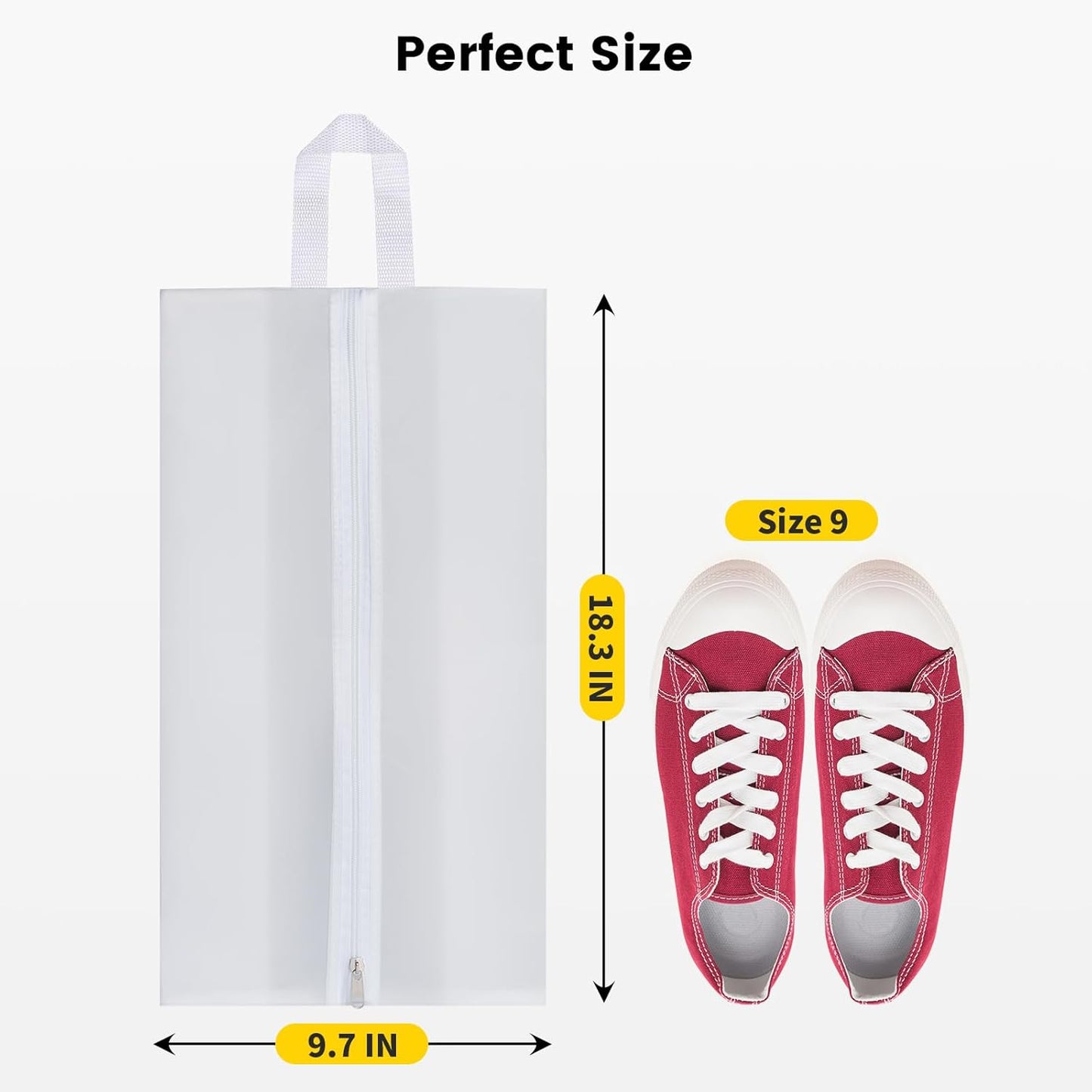 Vorspack Shoe Bags for Travel - 4 Pack Large Transparent Shoe Organizer with Handle Dustproof Shoe Bag Reusable Shoe Storage Bags for Men & Women