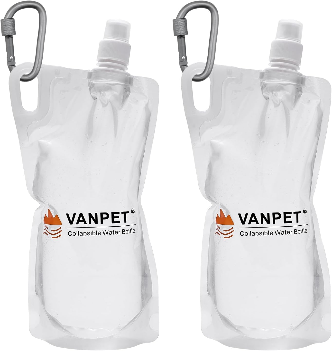 1L Hiking Collapsible Water Bottles, 33OZ BPA-Free Plastic Flasks, Reusable Drink Bags, Foldable Backpacking Water Bottle for Travel Camping Hiking (2-Pack)