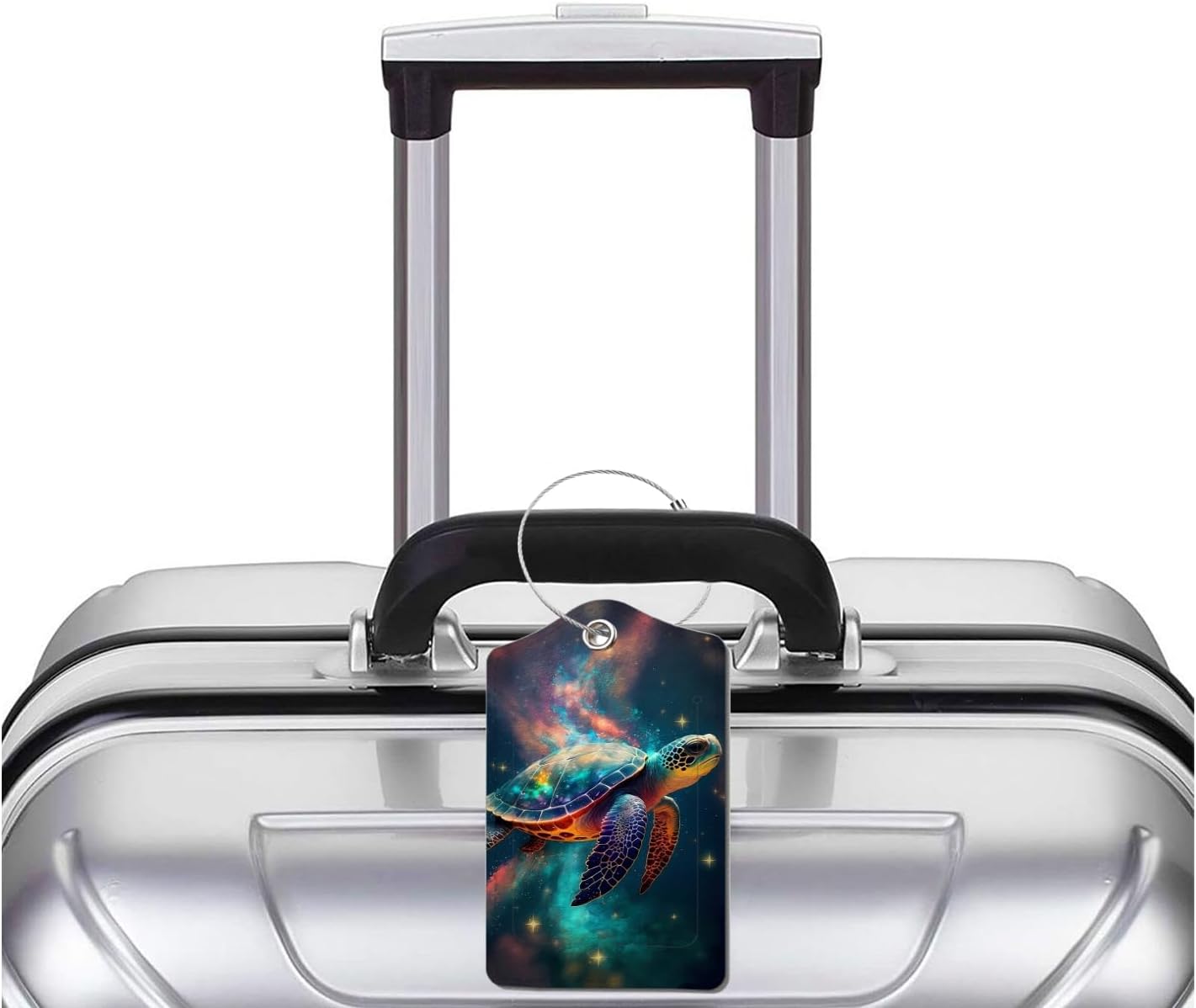 2 Pack Luggage Tag for Suitcase, Cute Unique Leather Bag Tags Identifiers Privacy Cover ID Label with Durable Steel Loop for Women Men Kids Girls Travel，TurtleE