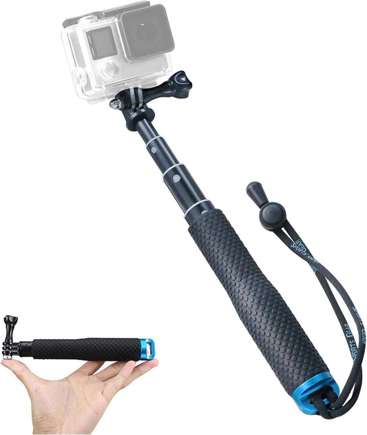 19” Short Extension Selfie Stick Compact Handle Grip Adjustable Waterproof Monopod Pole Compatible with GoPro Hero 13 12 11 10 9 8 7 6 5 AKASO DJI Osmo Action Camera(Mini Size)