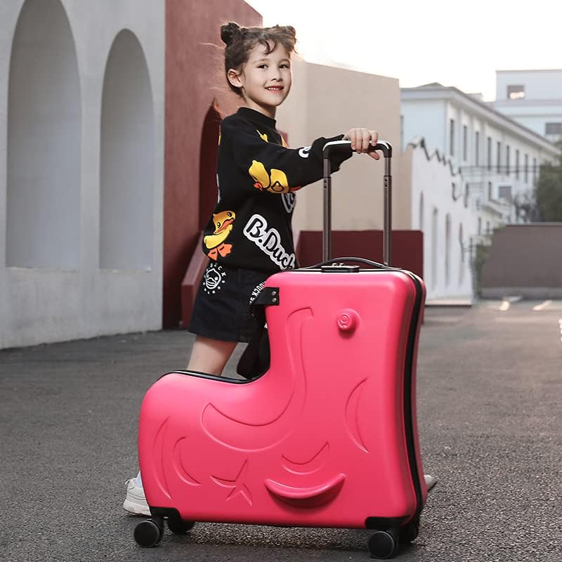 Travel Gear: Premium Toddler Ride-On Luggage with Ergonomic Handle & Secure Harness System, Carry on 21Inch, Red