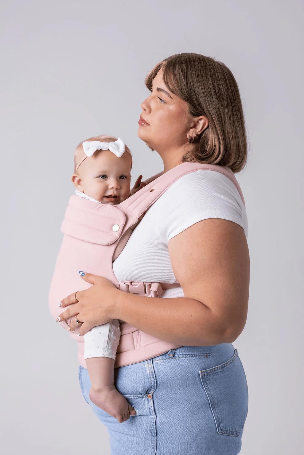 Mabē Monarch Ergonomic Baby Carrier – Premium Cotton Soft Structured Newborn to Toddler Carrier with Hip-Healthy Design, 3 Carry Positions (7-35lbs), Lightweight & Breathable, (Blush Dawn)