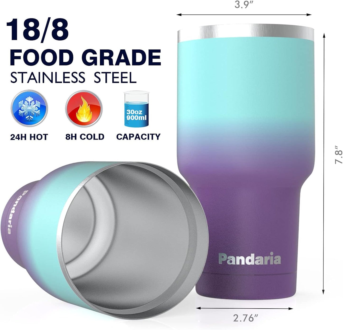 30 oz insulated tumbler with lid and straw, Reusable Spill Proof & Leak Proof Tumbler for Hot and Cold Beverages, Ideal for Iced coffee, Smoothies & Water (Sea)