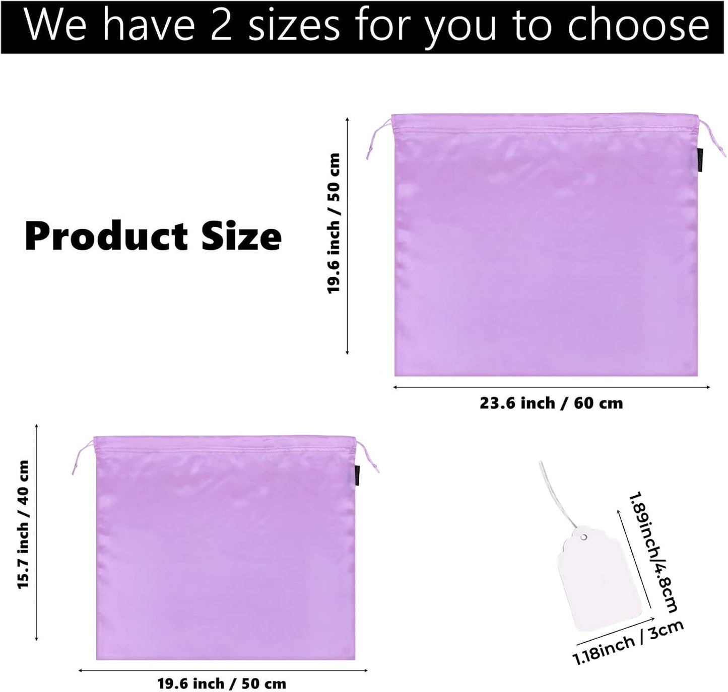 6 Pack Dust Bags for Handbags Silk Dust Cover Bag for Handbags Purses Shoes Boots, Silk Dustproof Drawstring Bag Travel Storage Pouch (Lavender, 23.6 × 19.6 in)