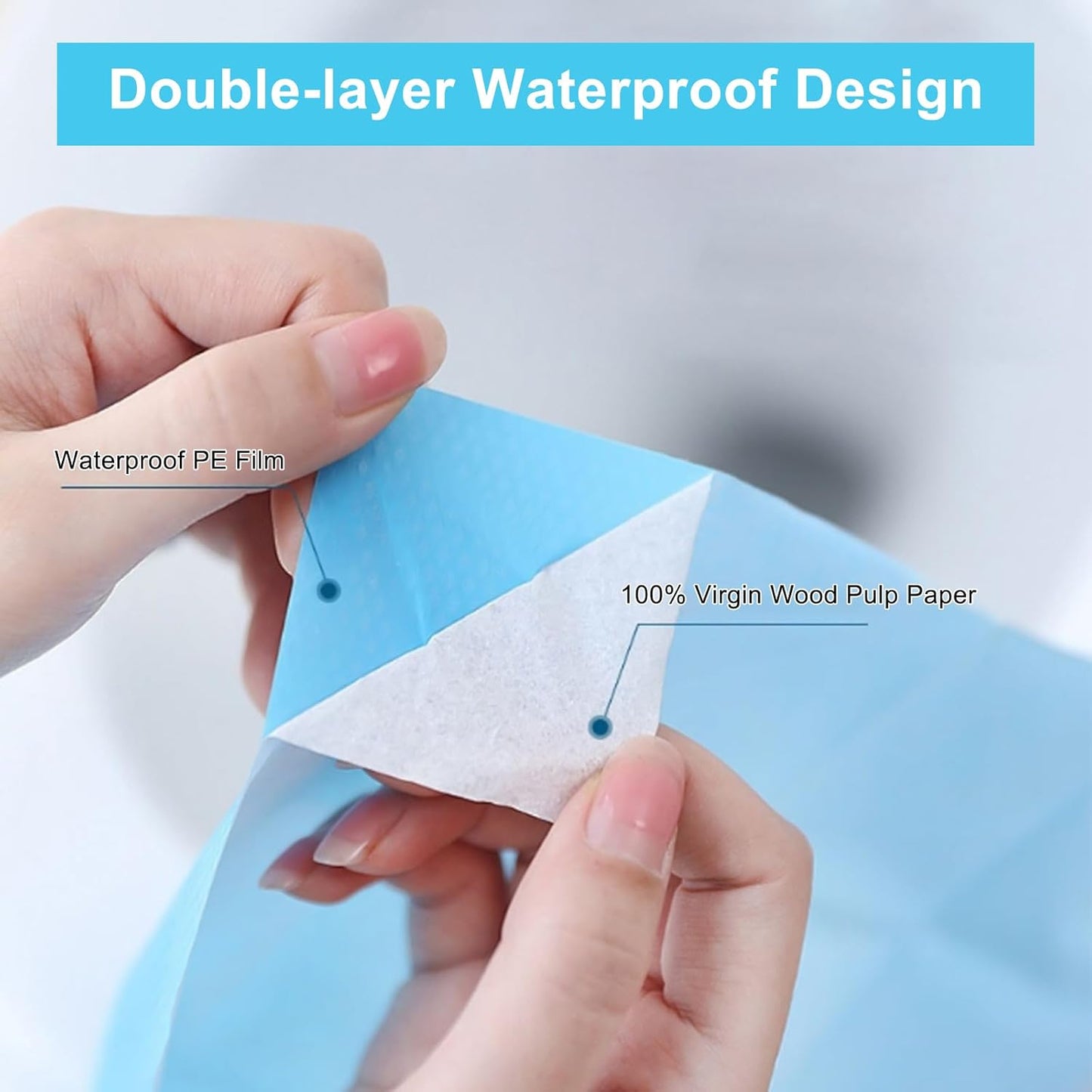 100 Packs Tear-Free Toilet Seat Covers Disposable for Adults and Kids, 16x24 Inch Waterproof Non-Slip Disposable Toilet Seat Cover for Travel, Public Toilet, Outdoors (Individual Package)