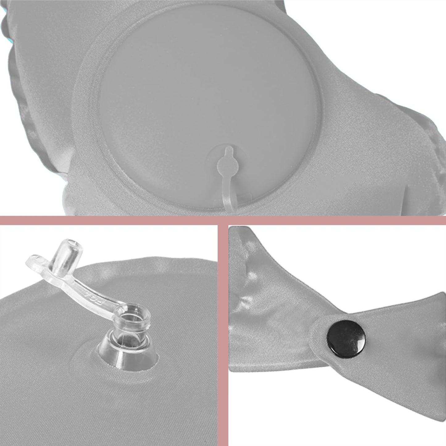 Inflatable Travel Pillow for Sleeping Airplane - Inflatable Neck Pillow for Traveling on Plane, Press to Inflate,Portable Travel Neck Pillow with Carry Bag （Gray）