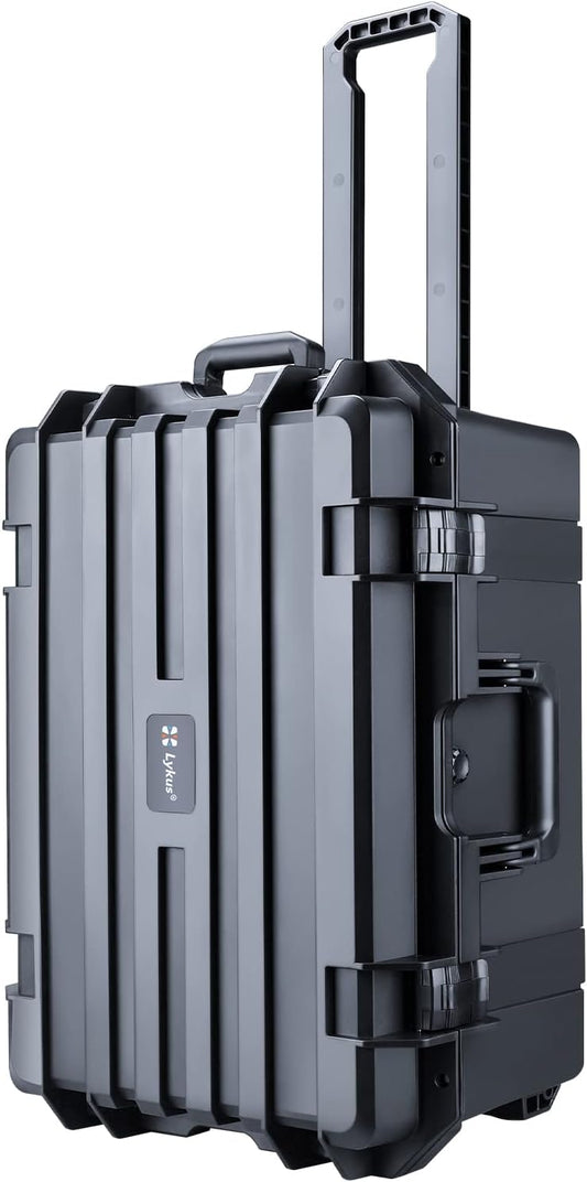 Lykus HC-6030 Large Waterproof Hard Case with Wheels and Customizable Foam, Interior Size 23.5x16.8x10.7 inch, Suitable for large electronic equipment and more