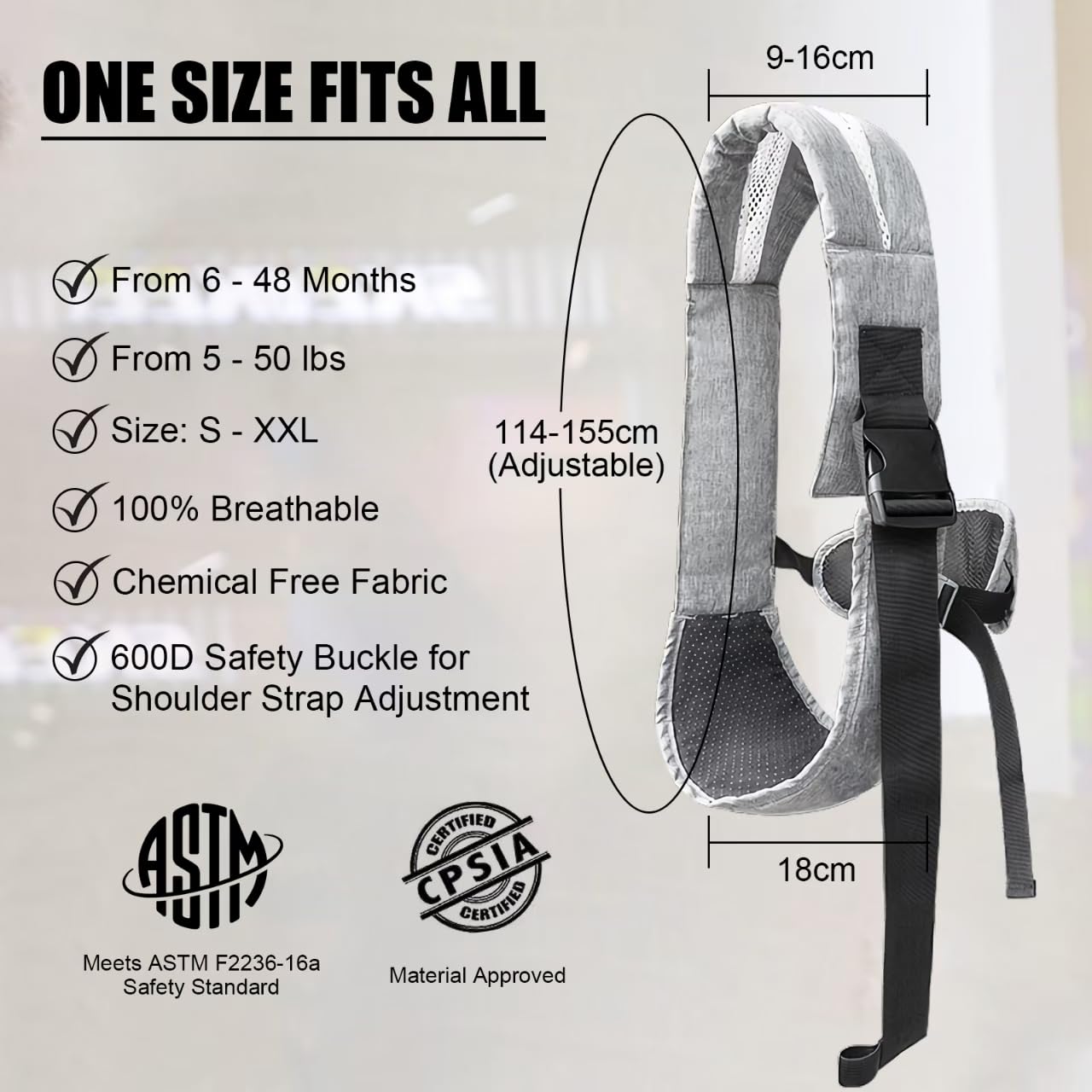 Easy to Wear Baby Sling Carrier - Compact Toddler Carrier with Adjustable Strap, Soft Padding, Non-Slip Hip Seat for Infants and Toddlers (7-44 LBS, 6-48 Months)