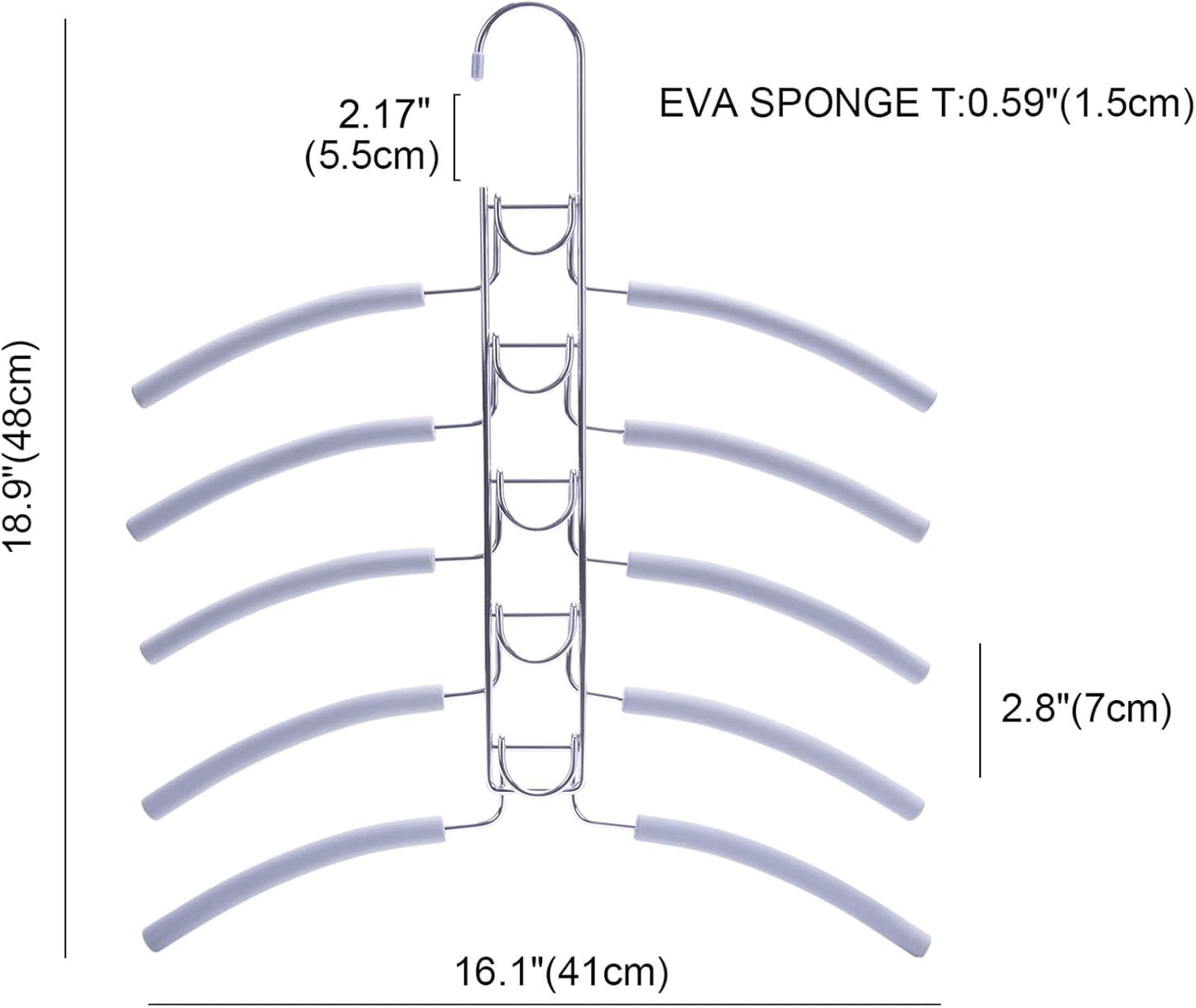Nature Smile No Shoulder Bump Multiple Sweater Coat Clothes Hangers,Multi Layers Space Saving T Shirt Blouse Rack,(2 Pack Light Grey Color)