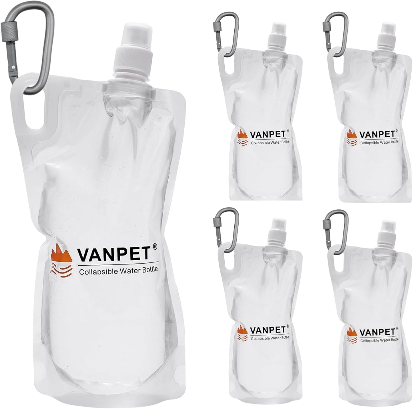 1L Hiking Collapsible Water Bottles, 33OZ BPA-Free Plastic Flasks, Reusable Drink Bags, Foldable Backpacking Water Bottle for Travel Camping Hiking (4-Pack)