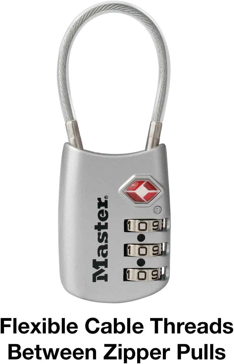 Master Lock 4688D Set Your Own Combination TSA Approved Luggage Lock, 1 Pack, Silver