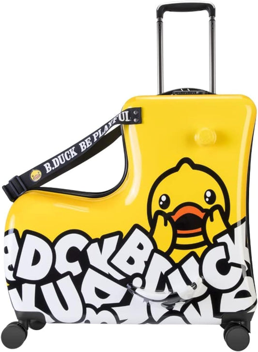 Travel Suitcases PC Kids' Luggage Suitcase with Wheels Ride-On Rolling Trolley Case Fits to Kid 6-12 Years Old (Checkd-24-Inch)