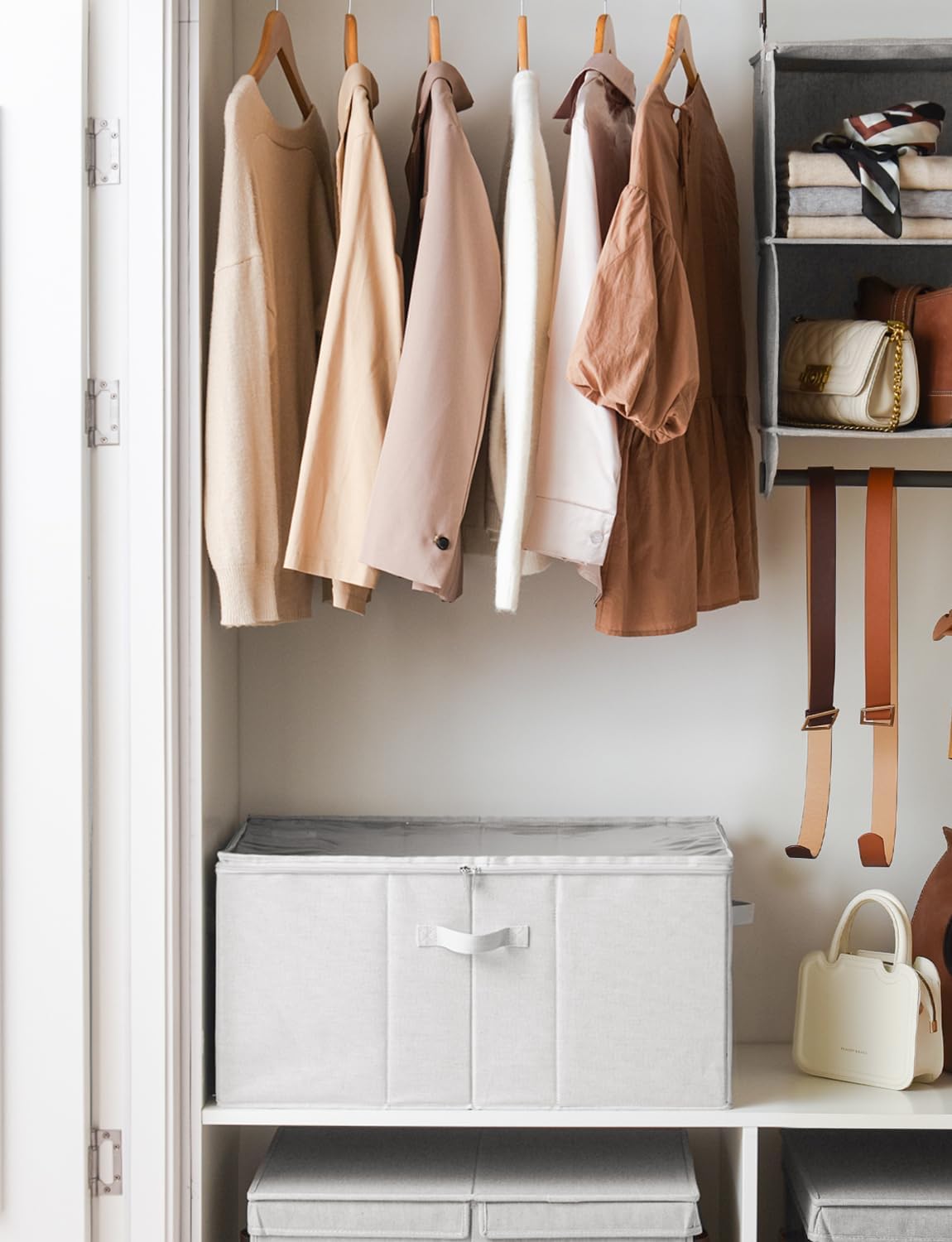 StorageWorks Shoe Organizer for Closet, Fits up to 24 Pairs, Shoe Cubby Storage Containers with Adjustable Dividers and Clear Cover, Grey