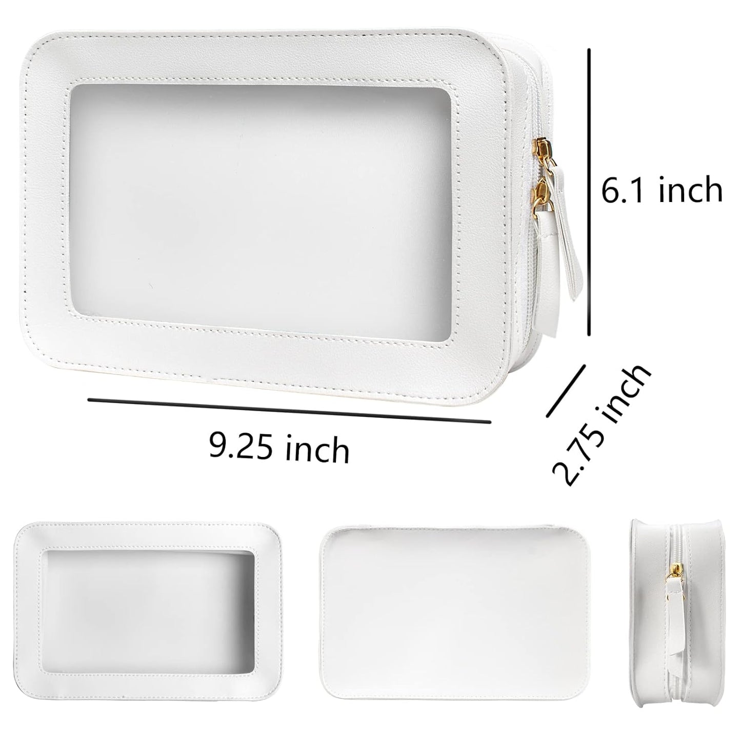 LETGO Clear Makeup Bags, TSA Approved Toiletry Bag with Zipper, Clear Makeup Organizer Fit Carry-on Travel Essentials,Clear Cosmetic Bags for Women Men (C-Beige)