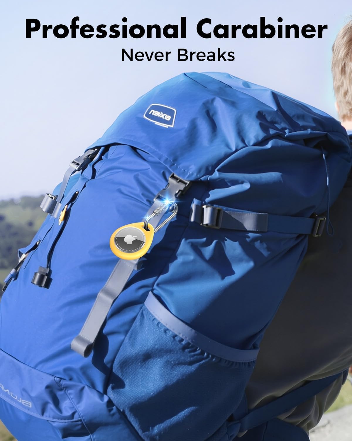 UNBREAKcable AirTag Holder for Apple - 4 Pack Air Tag Case [Professional Carabiner] [Waterproof] [Shockproof] TPU AirTag Keychain for Kids, Pets, Keys, Luggage, Backpacks