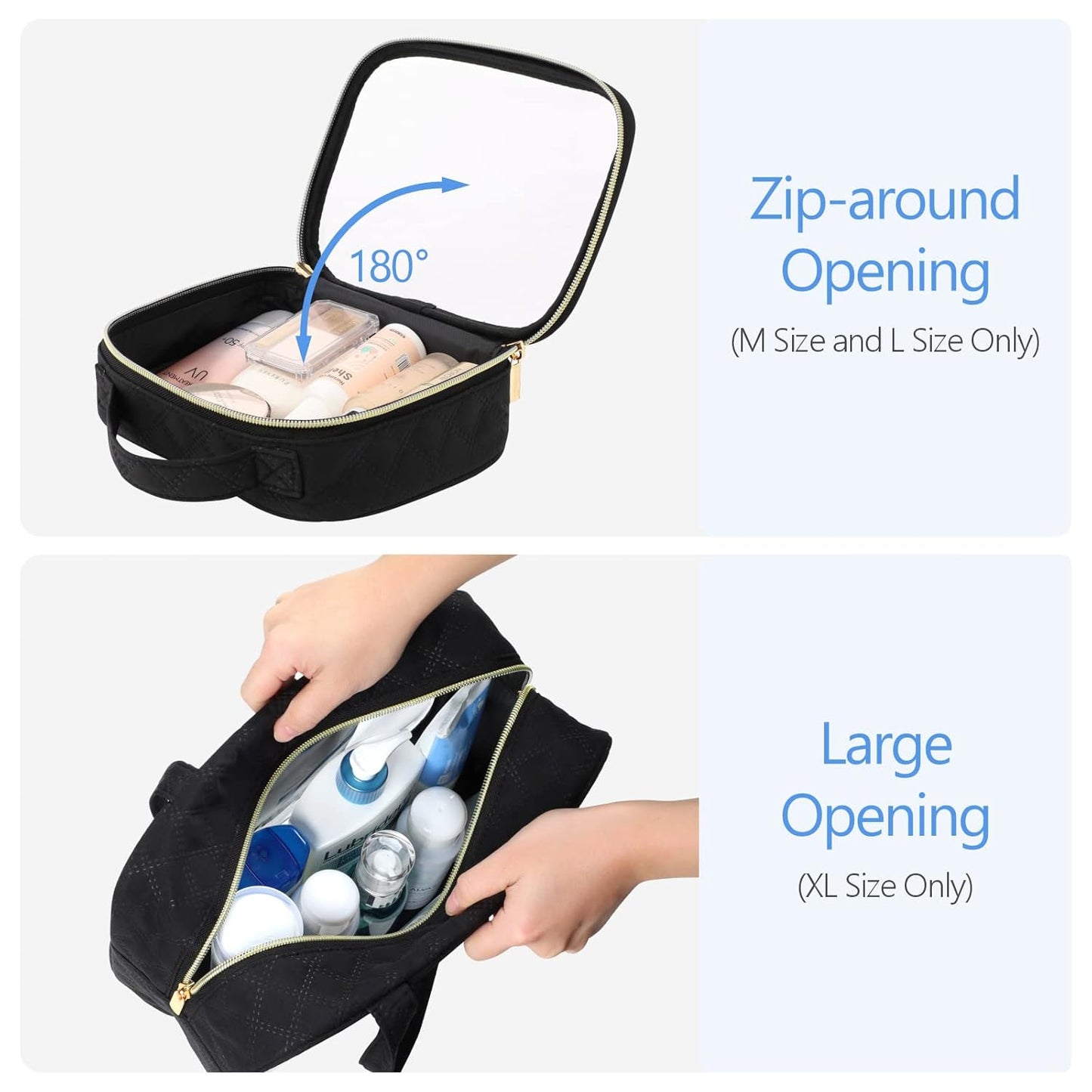 PACKISM Clear Toiletry Bags - 3 Pack Makeup Bags with Handle, Large Opening, Waterproof Cosmetic Bags Fit Carry-on Travel Essentials, Black