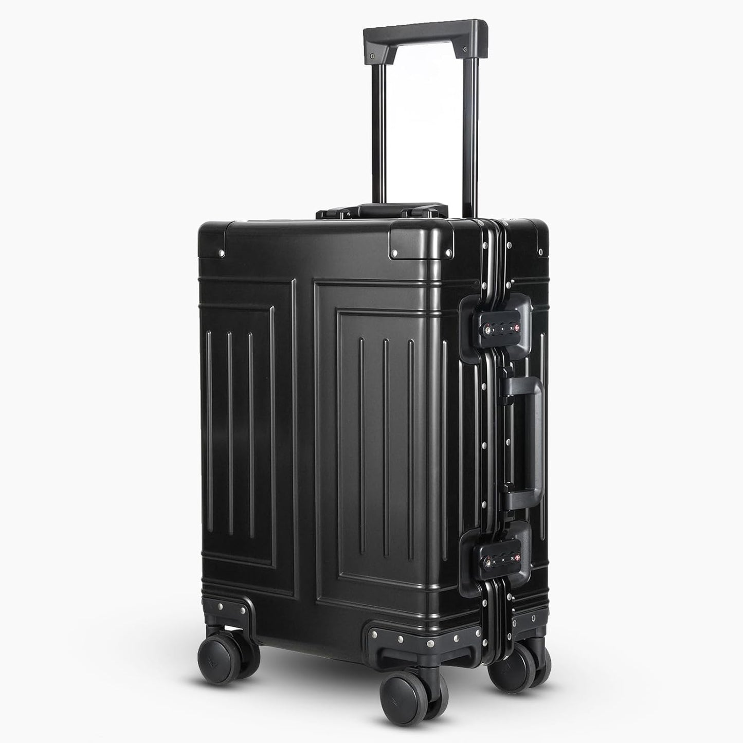 All Aluminum Carry On Luggage，Cut from Whole Aluminum Sheet，22x14x9 Airline Approved ，（3rd Generation，Premium Metal zipperless suitcase ） (black, 20inch)