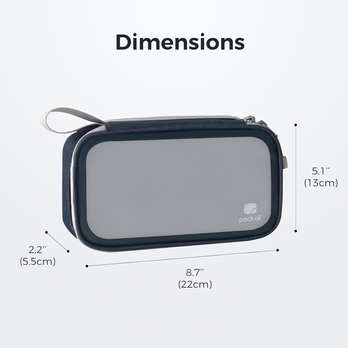 pack all Clear Electronic Organizer, TPU Cable Organizer Bag, Compact Cord Travel Organizer for Cables, Chargers, Phones, USB cords, SD Cards (Dark Blue)