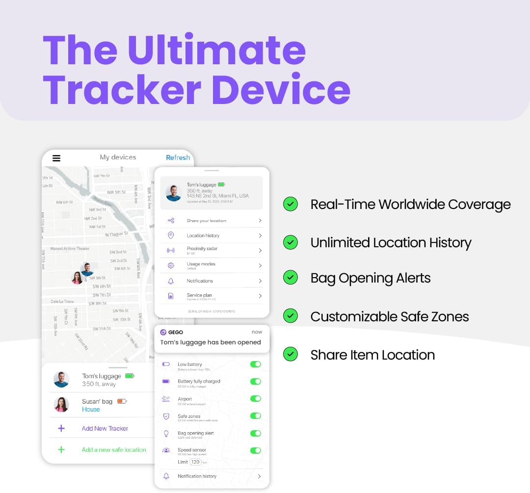 GEGO PRO GPS Tracker - Universal Tracking for Luggage, Vehicles, Trailers, Bike, Person | Real-Time GPS Tracking, WiFi, GSM & Bluetooth | Long Battery Life | Subscription Required