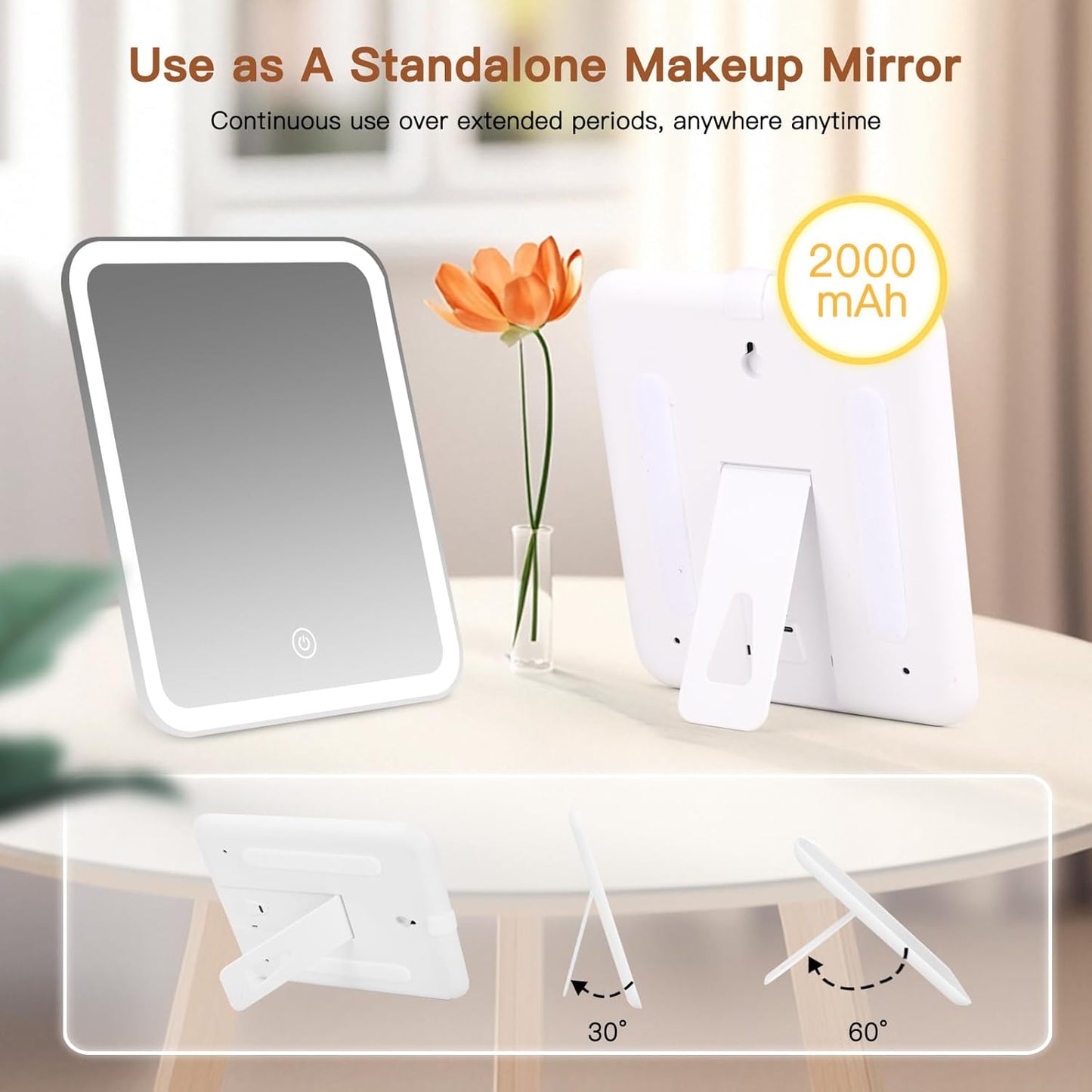 Travel Makeup Bag with LED Mirror, Cosmetic Bags for Women with Light up Mirror, Travel Essentials Makeup Organizer, Makeup Case with Adjustable Dividers and Brush Holder, 3 Color Lights