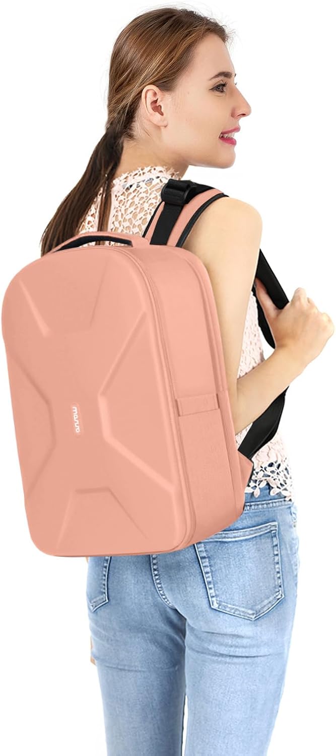 MOSISO Camera Backpack, DSLR/SLR/Mirrorless Photography Camera Bag 15-16 inch Waterproof Hardshell Case with Tripod Holder&Laptop Compartment Compatible with Canon/Nikon/Sony, Salmon Pink