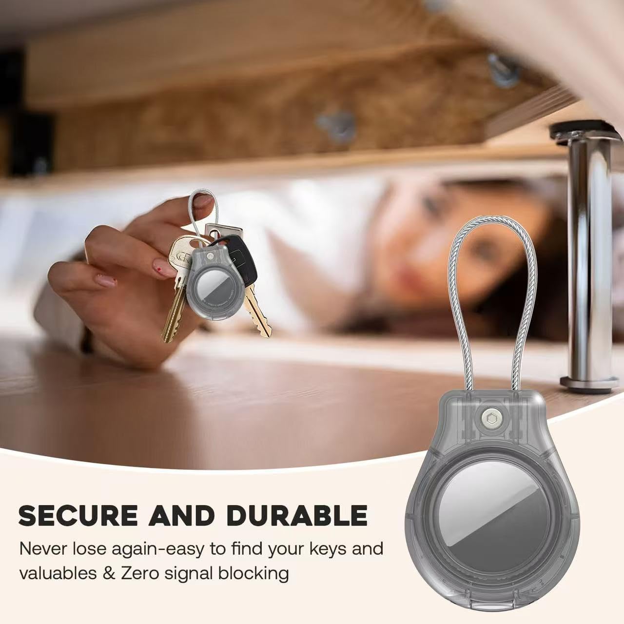 4 Pack Protect Case Compatible with Apple AirTag, Secure GPS Tracker Holder Waterproof with Wire Cable Shockproof & Anti-Theif Suitable for Keychain, Keys, Luggage, Bags and Kids Luggage (4 Pack)