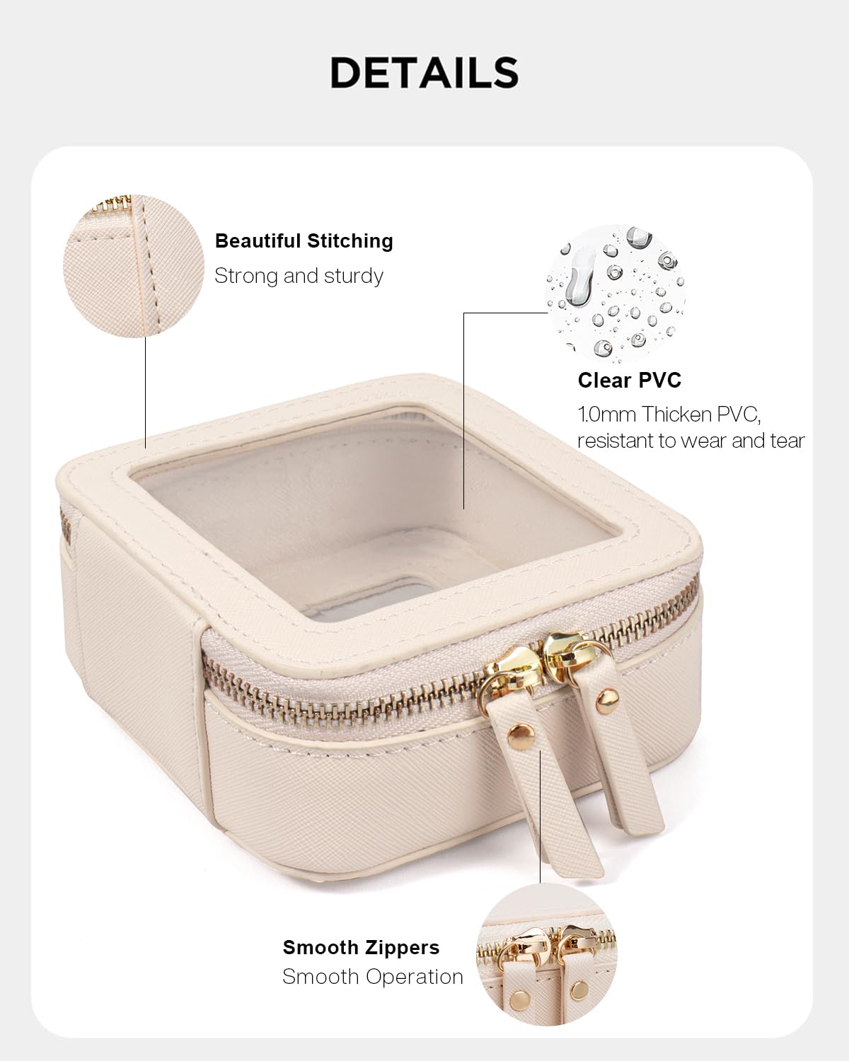 LETGO Clear Makeup Bags Small, Small Clear Makeup Bag for Purse,Mini Clear Makeup Pouch Purse Organizer Fit Carry-on Travel Essentials,Clear Cosmetic Bags for Car Accessories for Women (Mini-Beige)